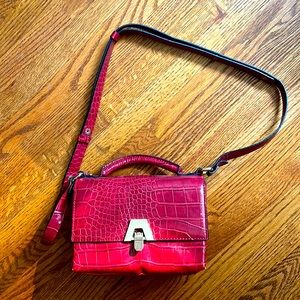 ZARA mini faux croc crossbody + top handle bag